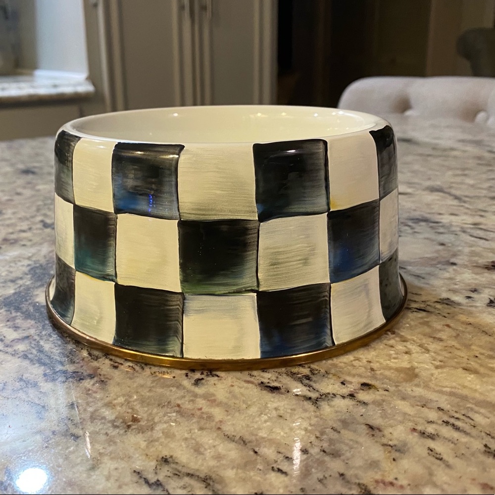 Mackenzie-Childs Courtly Check Enamel Pet Dish